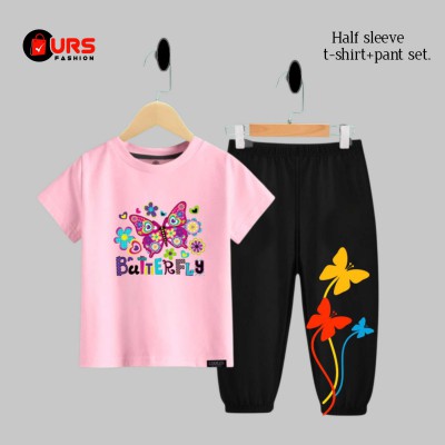 butterfly half sleeve t-shirt set.