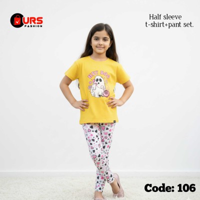Mickey design half sleeve t-shirt + pant set.