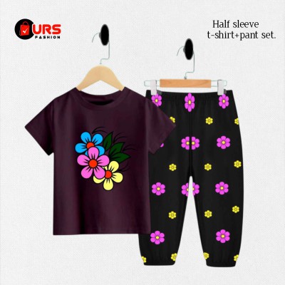 Mickey design half sleeve t-shirt + pant set.