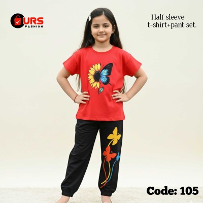 butterfly design-half-sleeve-t-shirt-pant-set-