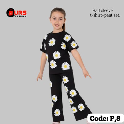 flower all over design half sleeve t-shirt + plazo pant set.