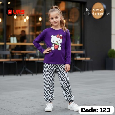 hello kitty  design-full-sleeve-t-shirt-pant-set-