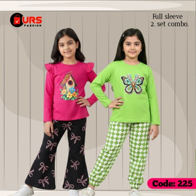 [2] full sleeve T-shirt pant combo sets in two designs,