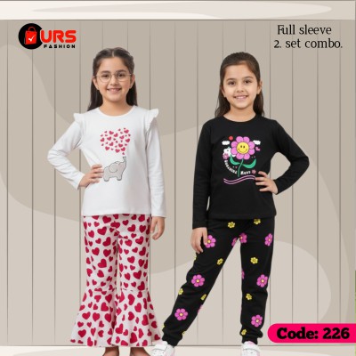 [2] full sleeve T-shirt pant combo sets in two designs,