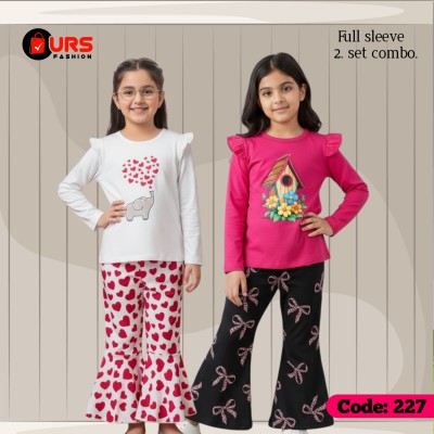 [2] full sleeve T-shirt pant combo sets in two designs,