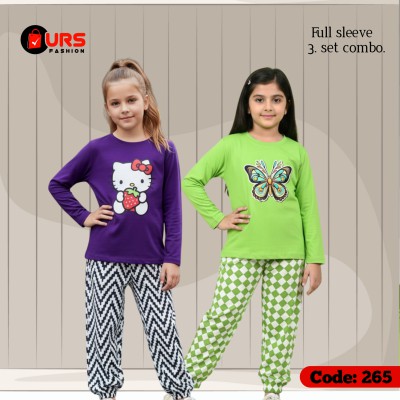 [2] full sleeve T-shirt pant combo sets in two designs,