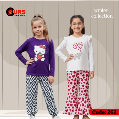 [2] full sleeve T-shirt pant combo sets in two designs,