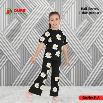 flower all over design half sleeve t-shirt + plazo pant set.
