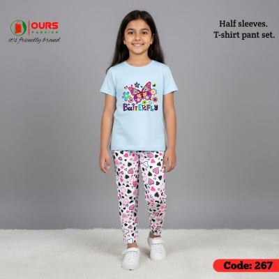 butterfly design-half-sleeve-t-shirt-pant-set-