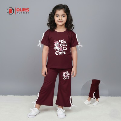 Maroon Colour Too Cute design-half-sleeve-t-shirt-plazu-set-