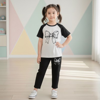 flower Raglan Sleeve design half sleeve t-shirt pant set.