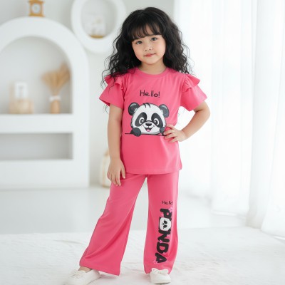 Misty Colour Panda design-half-sleeve-t-shirt & Plazu-set.