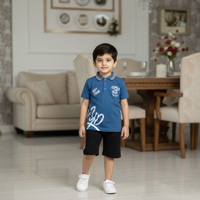 Boy Summer premium quality Polp-shirt 3 quarter pant set.