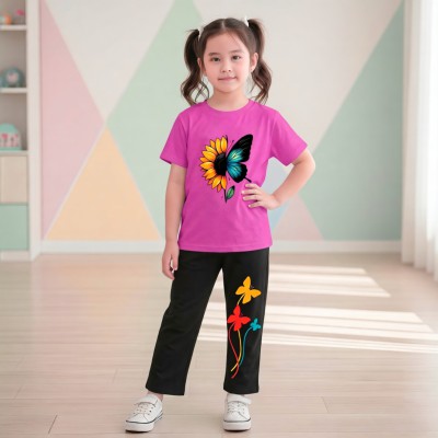 butterfly half sleeve t-shirt set.