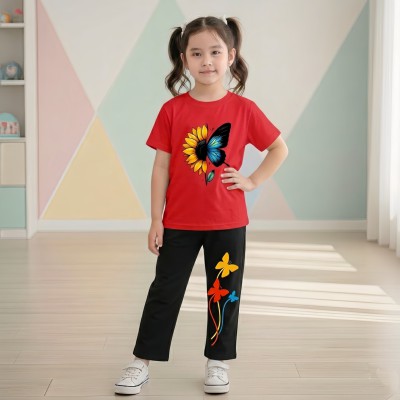 butterfly design-half-sleeve-t-shirt-pant-set-