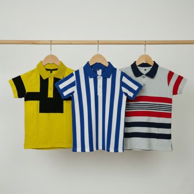 (P-K Cotton) (3-pis Combo) Summer premium quality Boy Polo-shirt.