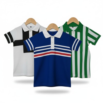 (P-K Cotton) (3-pis Combo) Summer premium quality Boy Polo-shirt.