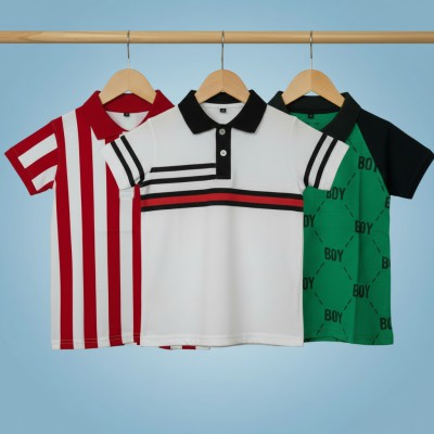 (P-K Cotton) (3-pis Combo) Summer premium quality Boy Polo-shirt.