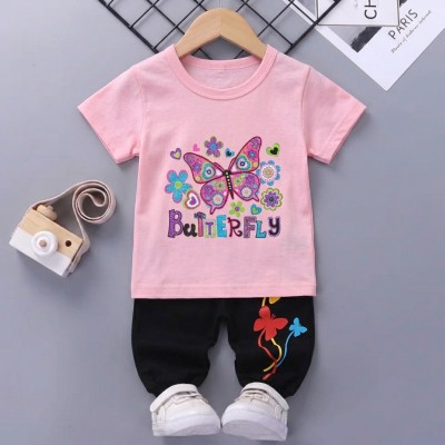 Butterfly design-half-sleeve-t-shirt-pant-set-