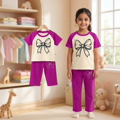 flower Raglan Sleeve design half sleeve t-shirt pant set.