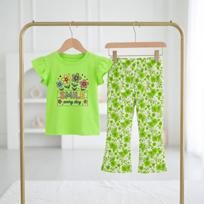 Flower design tiya Colour half sleeve t-shirt Fish kart Plazu set.