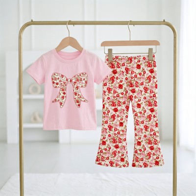 flower all over design half sleeve t-shirt + plazo pant set.