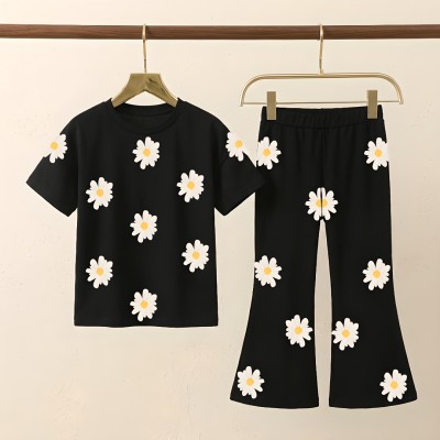 flower all over design half sleeve t-shirt + plazo set.