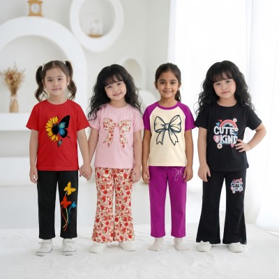 Girls t-shirt Palazzo pant 4 set combo