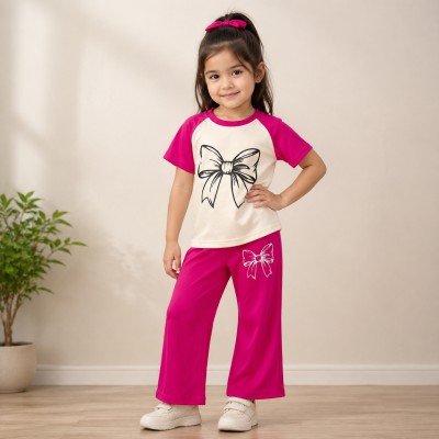 flower Raglan Sleeve design half sleeve t-shirt plazo set.