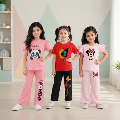 Girls t-shirt Palazzo pant 3 set combo