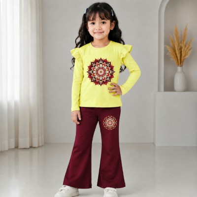 flower design full sleeve t-shirt Pallazu set