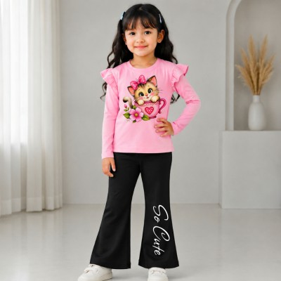 Cute cat design full sleeve t-shirt Pallazu set