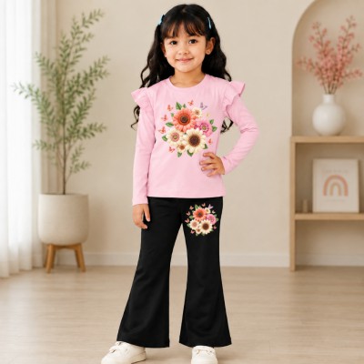 flower design full sleeve t-shirt Pallazu set