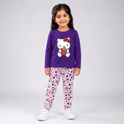 Hello kitty  design-full-sleeve-t-shirt-pant-set-