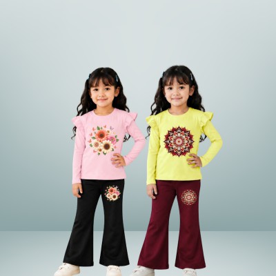 flower design full sleeve t-shirt Pallazu 2-set Combo