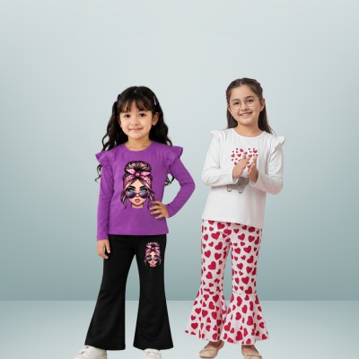 flower design full sleeve t-shirt Pallazu 2-set Combo