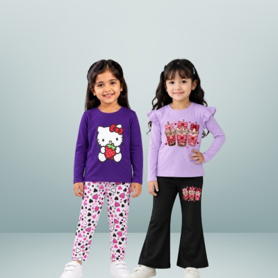 flower design full sleeve t-shirt Pallazu 2-set Combo